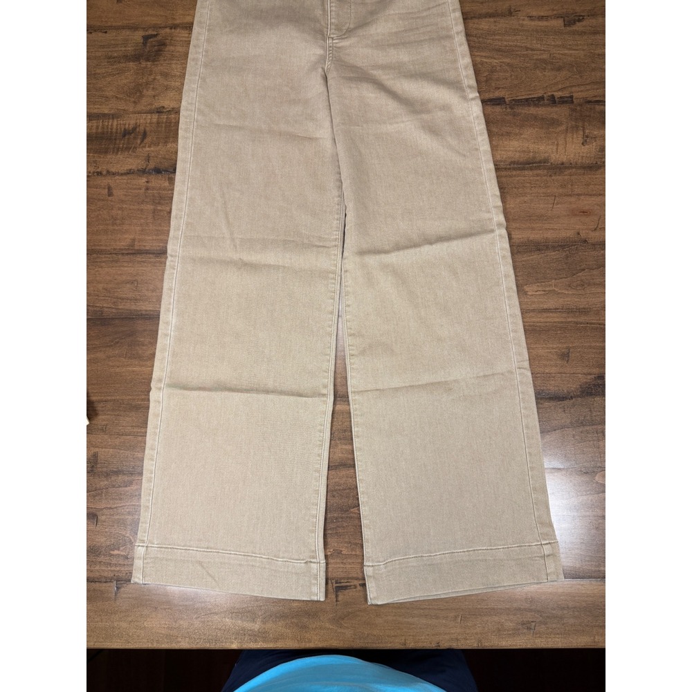 Faherty Brand Women 28 Tan Khaki Wide Leg Stretch Pants High Rise Trousers
